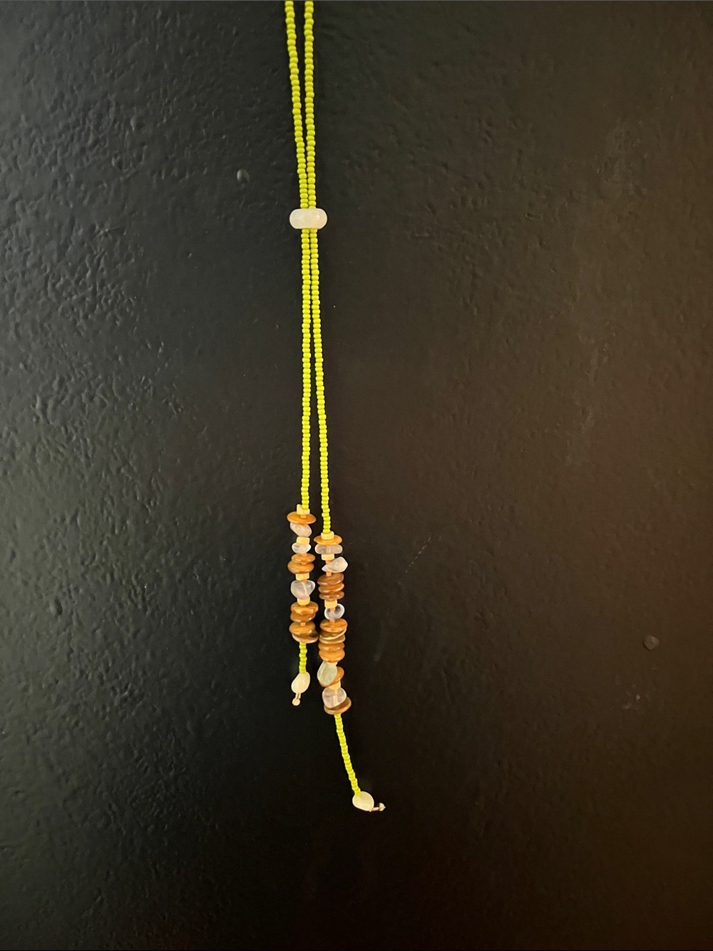 Handmade Lime Green Beaded Shell Pendant Necklace